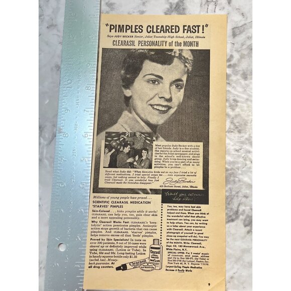 Clearasil Acne Medication Print Ad Vintage 1950s Starves Pimples - Picture 6 of 7